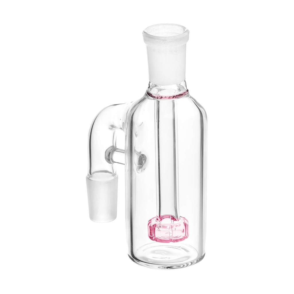 PILOT DIARY Pink 18mm 90-Degree Ash Catcher, Borosilicate Glass, Front View on White