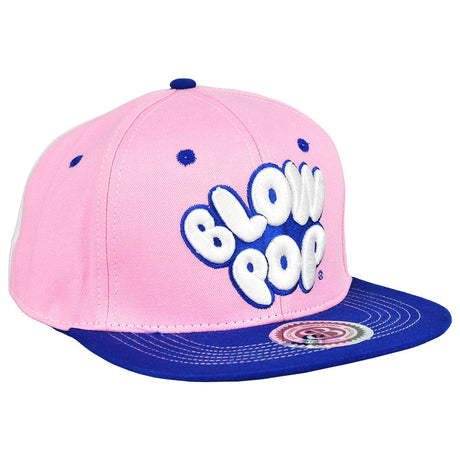Brisco Brands Blow Pop Logo Snapback Hat in Pink and Blue - Front View