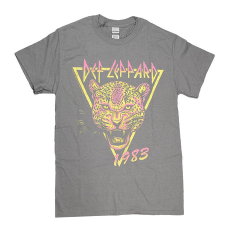 Brisco Brands Def Leppard 1983 Gray T-Shirt with Vintage Band Graphic Front View