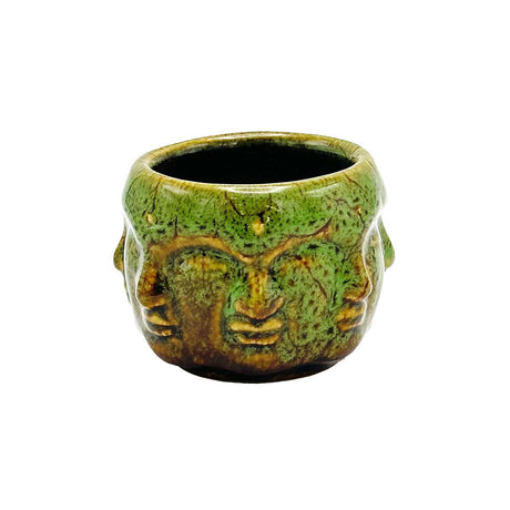 Ceramic Buddha Faces Shot Glass, 4oz, Assorted Colors, Front View