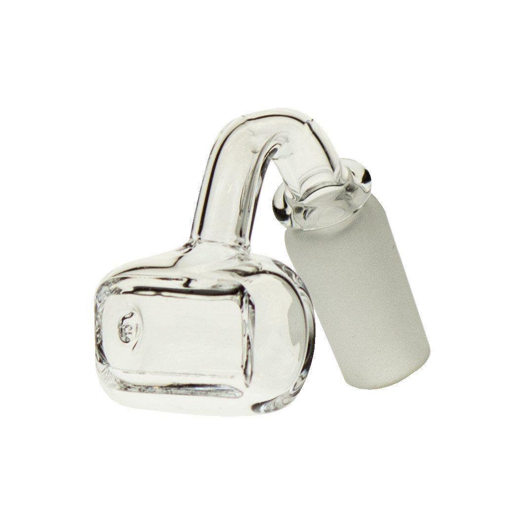 Clear Quartz Bulldozer Scoop Banger for Dab Rigs, 14mm Male Joint, 90 Degree Side View