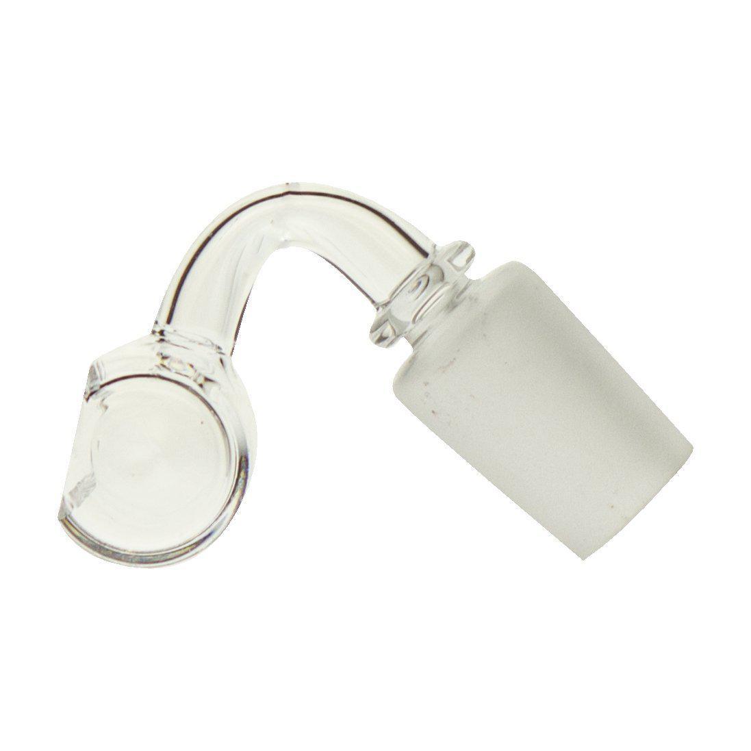 Clear Quartz Bulldozer Scoop Banger for Dab Rigs, 90 Degree Joint, Side View