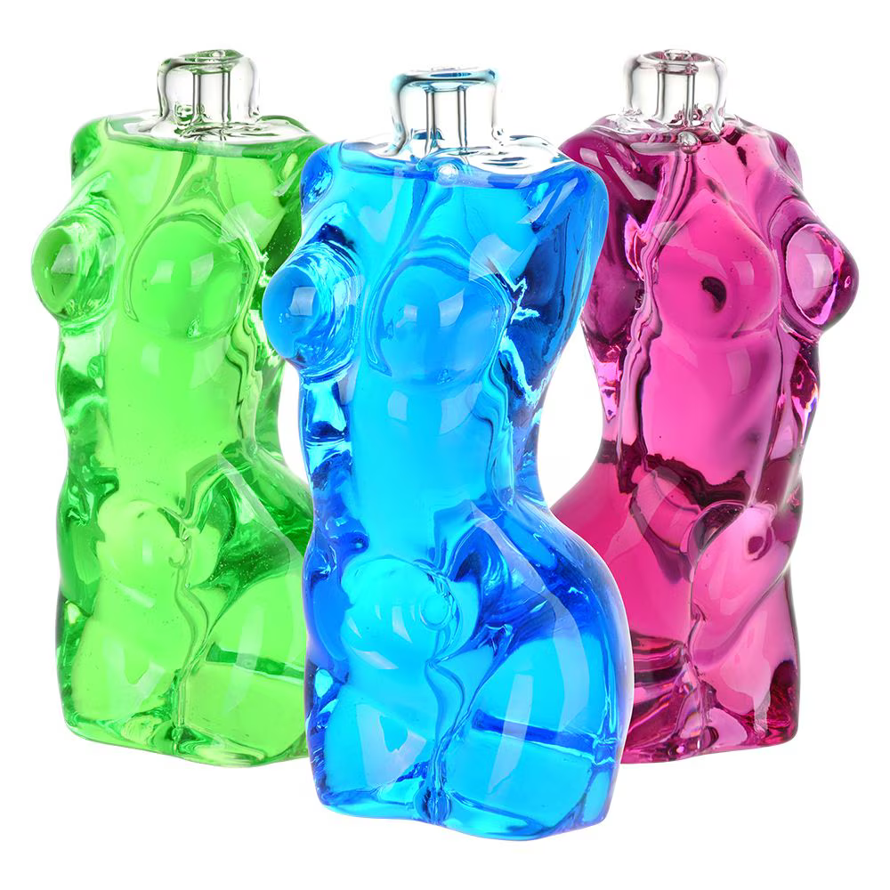 Buxom Body Glycerin Glass Hand Pipe | 4.25" | Colors Vary