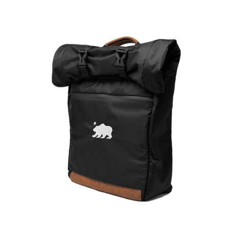 Cali Crusher Backpack Roll Up in Black/White with Smell-Proof Silicone - Front View