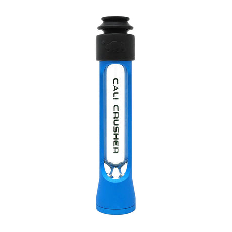 Cali Crusher Traveler Portable Glass Chillum in Blue with Silicone Grip - Front View