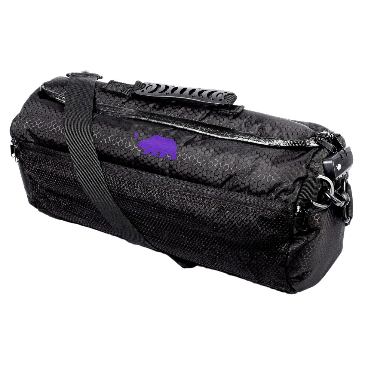 Cali Crusher Cali Duffle 16" Standard in Black/Purple, Silicone Duffel with Shoulder Strap