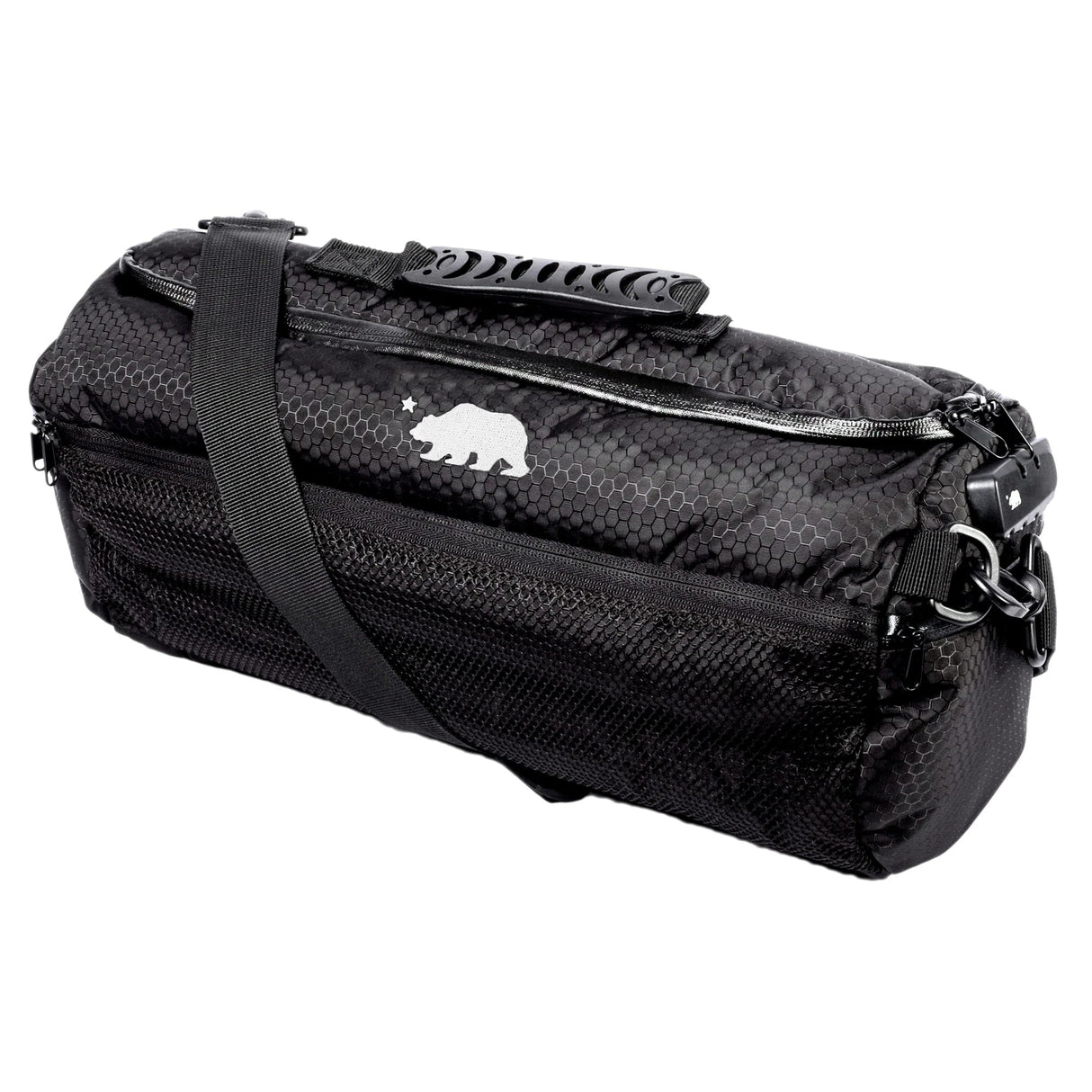 Cali Crusher Cali Duffle 16" Standard in Black/White with Silicone Material, Side View