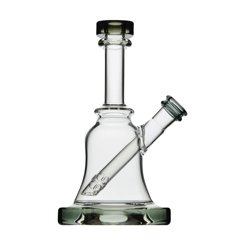 Calibear Bell Rig clear borosilicate glass dab rig with 14mm joint, front view on white background
