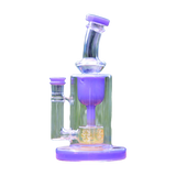 Calibear 8" Colored Torus Bong with Purple Accents and Seed of Life Percolators, includes Quartz Banger