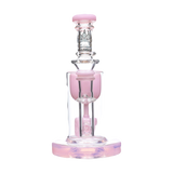 Calibear Colored Torus Recycler Bong in Purple - Front View with Quartz Banger