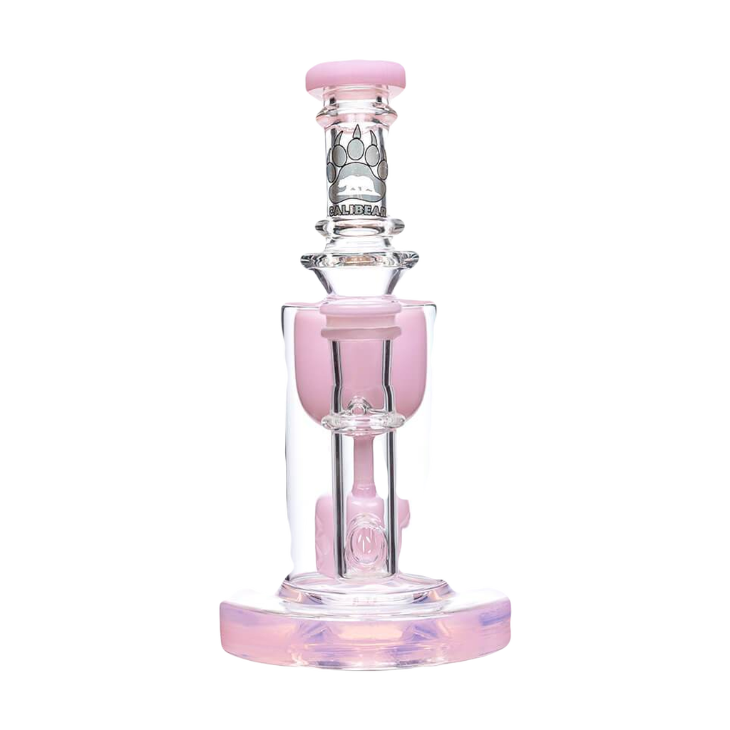Calibear Colored Torus Recycler Bong in Purple, 8" Tall with Quartz Banger, Front View