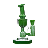 Calibear Colored Torus Recycler Bong in Green, Front View, 8" Height, 14mm Joint