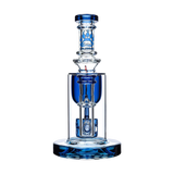 Calibear 8" Torus Bong with Seed of Life Percs & Quartz Banger in Clear/Blue - Front View