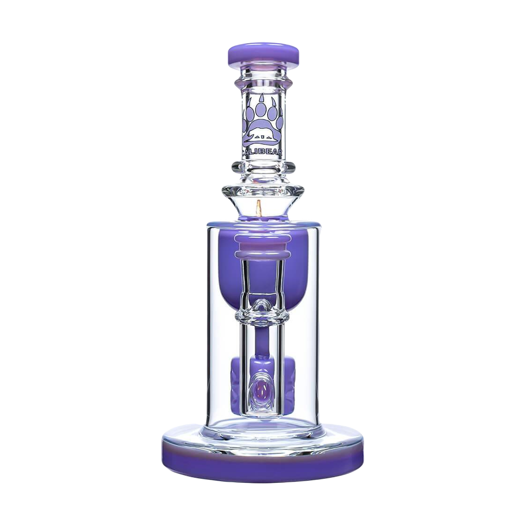Calibear Colored Torus Recycler Bong in Purple, Front View, 8" with Quartz Banger