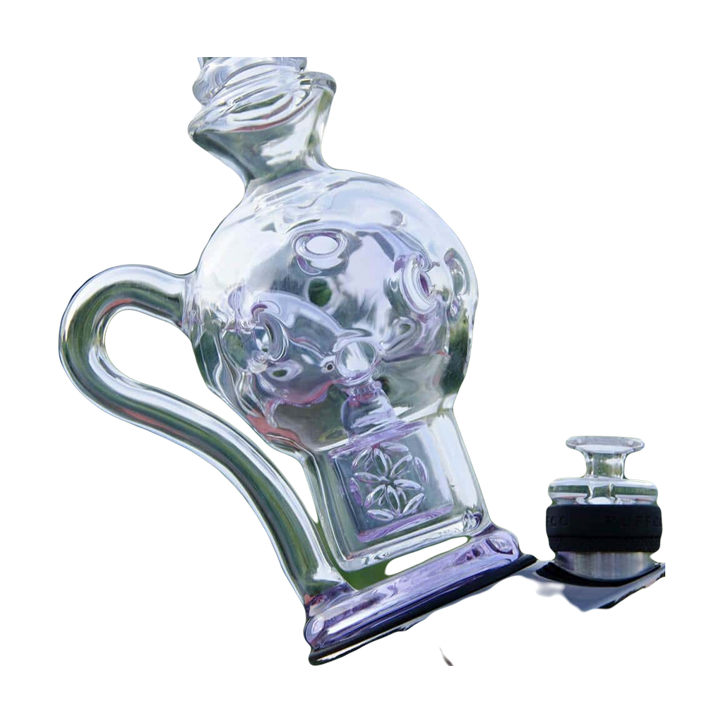 Calibear Exosphere Puffco Peak Glass Top with intricate bubble design for enhanced vapor cooling