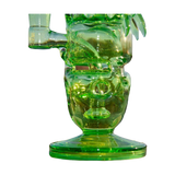 Calibear Fab Dino 8" Green Rig with Showerhead Perc, Side View on Outdoor Surface