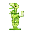 Calibear Fab Dino Dab Rig in Lime Green with Beaker Design, 8" Height, and Quartz Material
