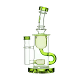 Calibear Klein Recycler Bong in Lime Green with Dual Chamber Design - Front View