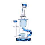 Calibear Klein Recycler Bong in Violet Blue with Clear Chambers, Front View