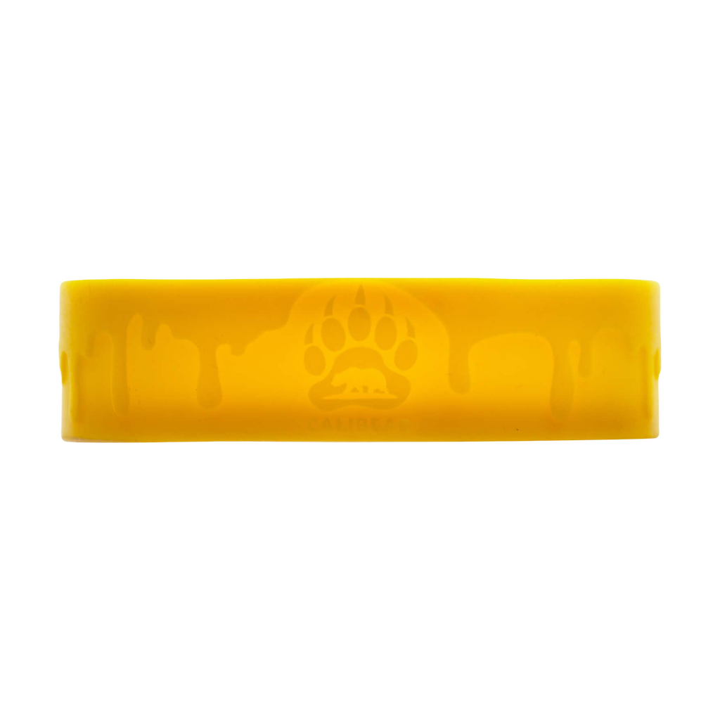 Calibear LED Silicone Base for Dab Rigs, Yellow with Bear Paw Design - Front View