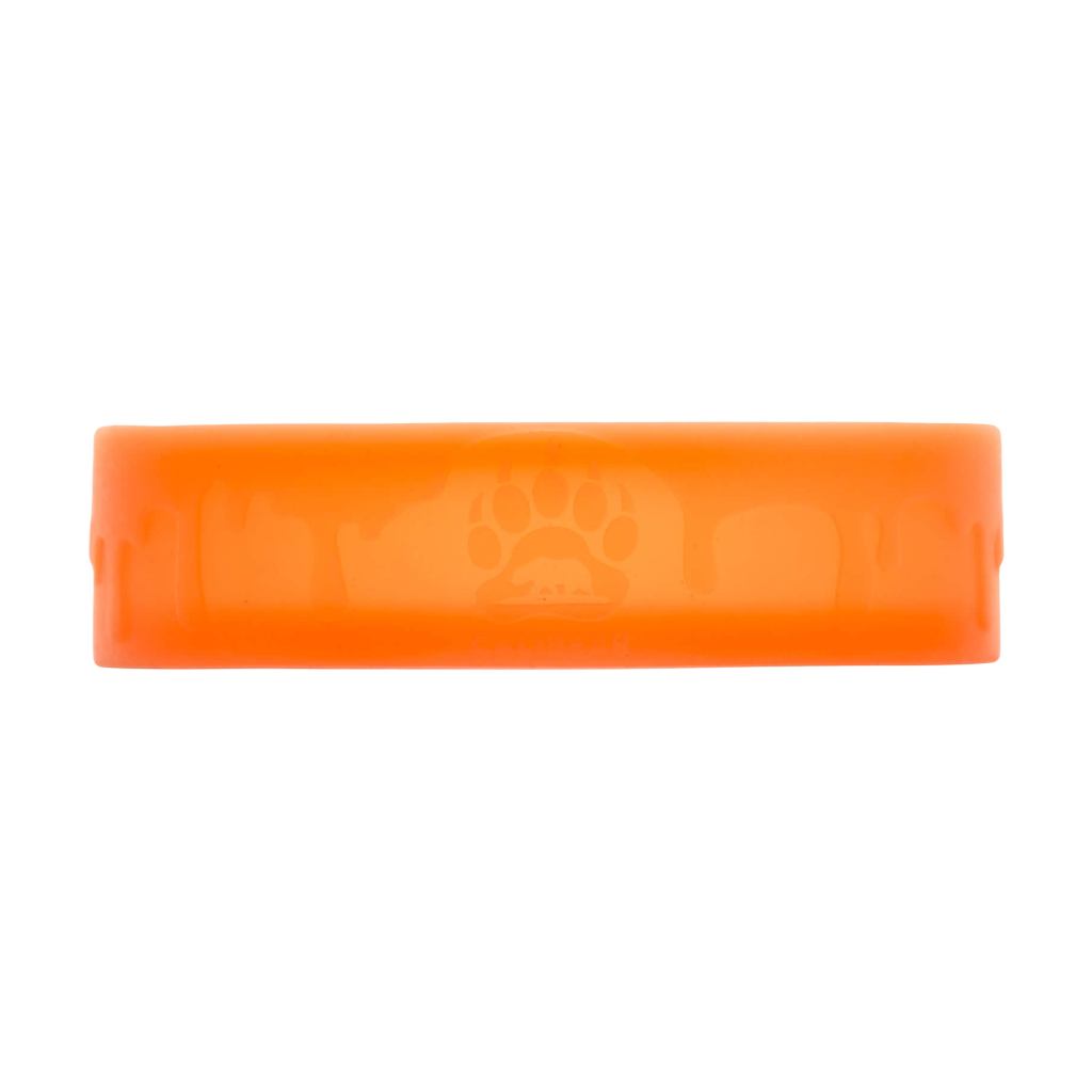 Calibear Led Silicone Base for Dab Rigs, Orange with Paw Print Design, Front View