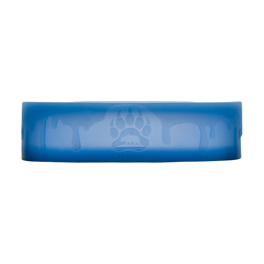 Calibear Led Silicone Base for Dab Rigs, Blue with Paw Print Design, Front View