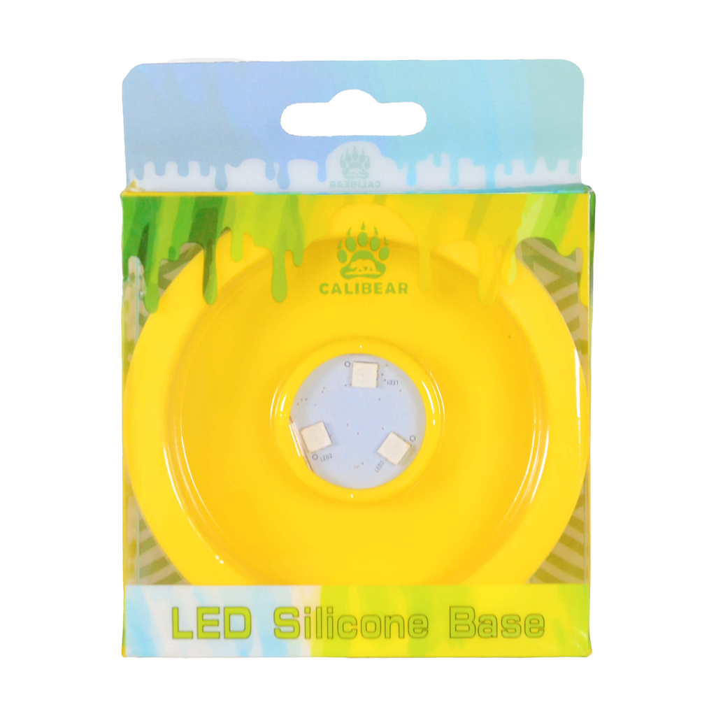 Calibear LED Silicone Base for Dab Rigs - Vibrant Yellow - Front Packaging View