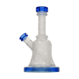 Calibear Premium Sandblasted Bell Rig in Blue, 6" Compact Borosilicate Glass with Percolator, Front View
