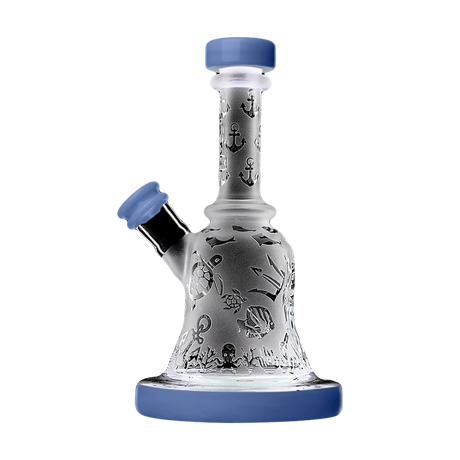 Calibear Premium Sandblasted Bell Rig in Milky Blue, compact 6" height, 14mm female joint, front view