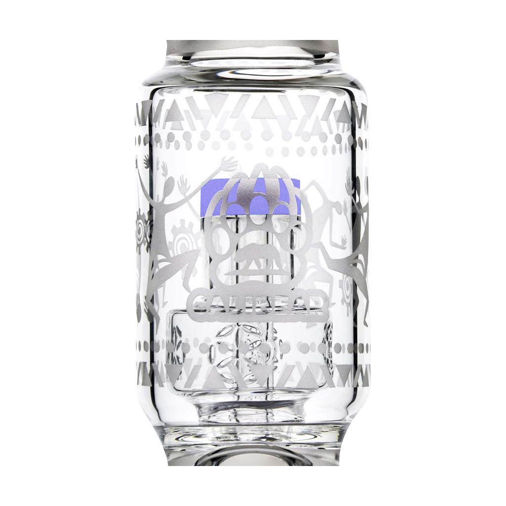 Calibear Premium Sandblasted Sol Straight Tube Bong in Clear with Purple Accents - Front View