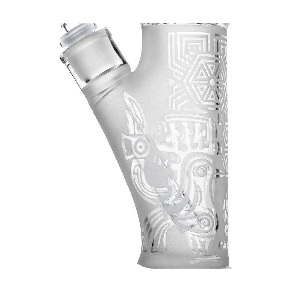 Calibear Premium Sandblasted Sol Straight Tube Bong in Frosted Glass with Intricate Designs