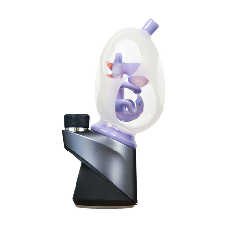 Calibear Puffco Peak Frosted Yoshi Egg glass attachment in Milky Purple, side view on white background