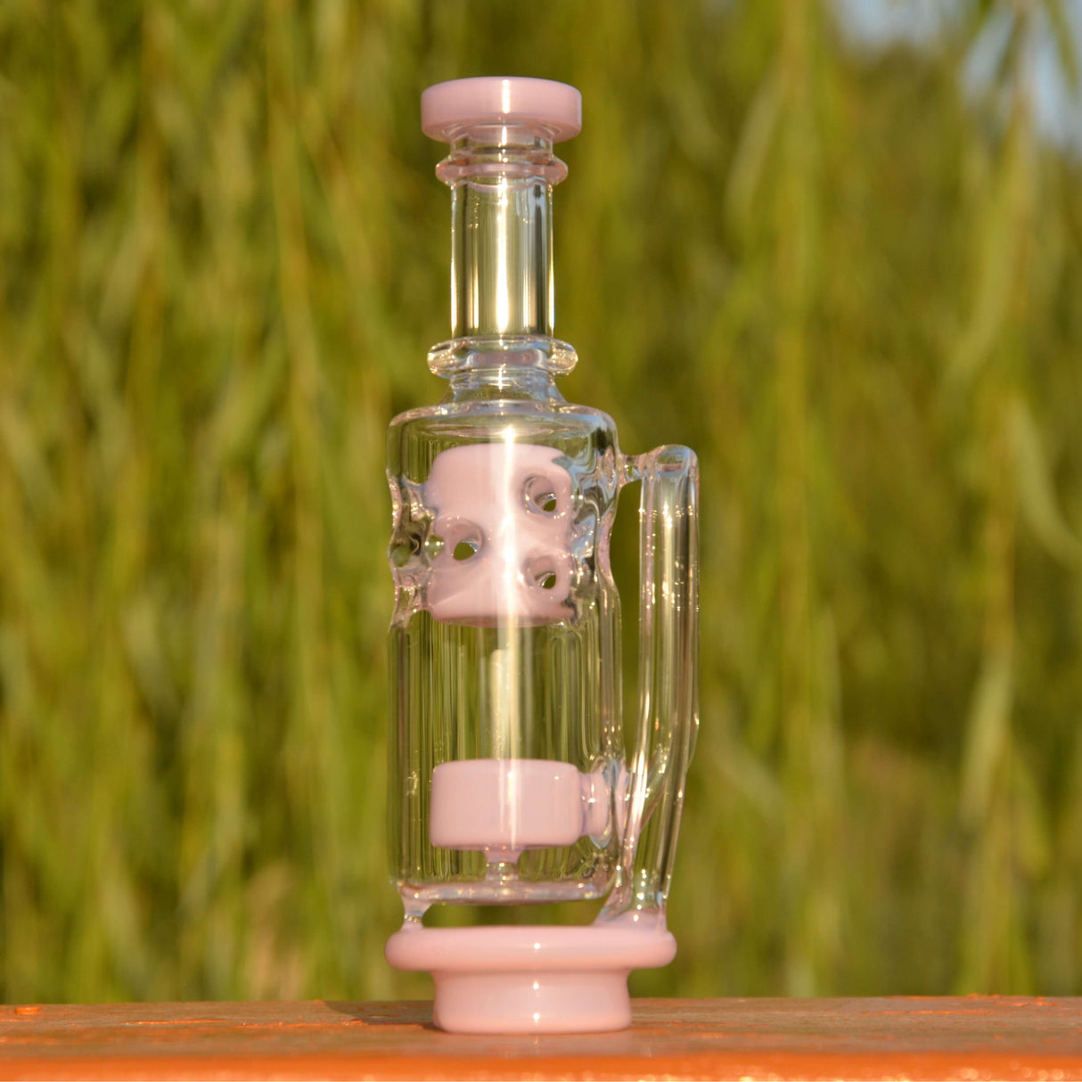 Calibear Straight Fab Carta Attachment in pink, compact borosilicate glass, for e-rigs and vaporizers