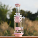 Calibear Straight Fab Carta Attachment in pink, compact borosilicate glass, for vaporizers, side view