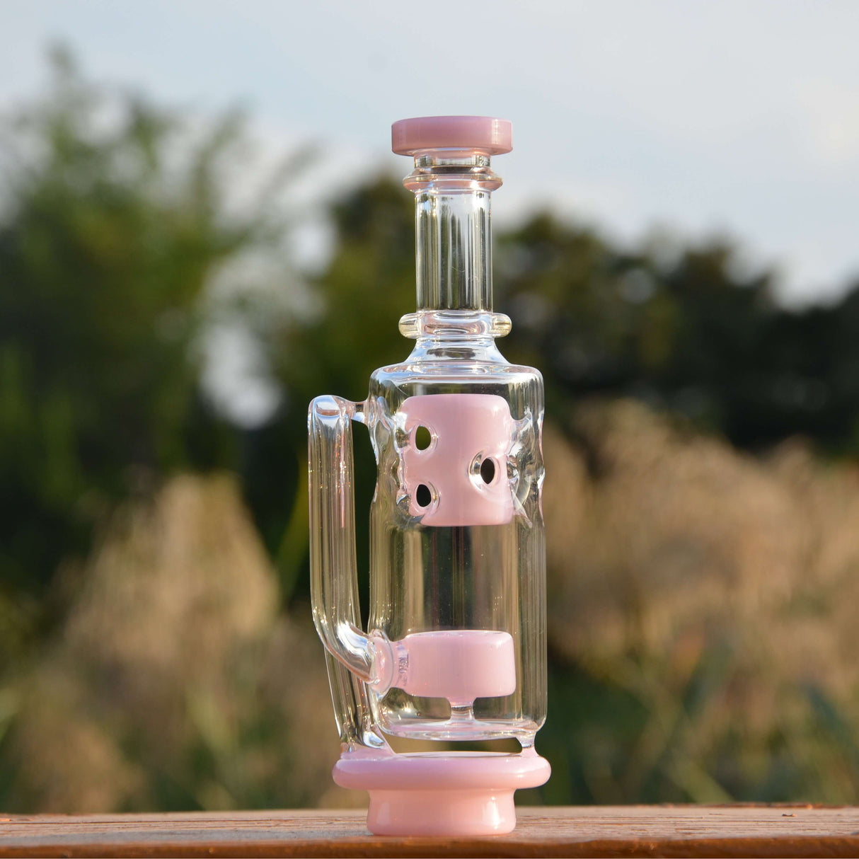 Calibear Straight Fab Carta Attachment in pink, compact borosilicate glass, for e-rigs and vaporizers