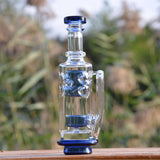 Calibear Straight Fab Carta Attachment in clear glass with blue accents, compact design for e-rigs