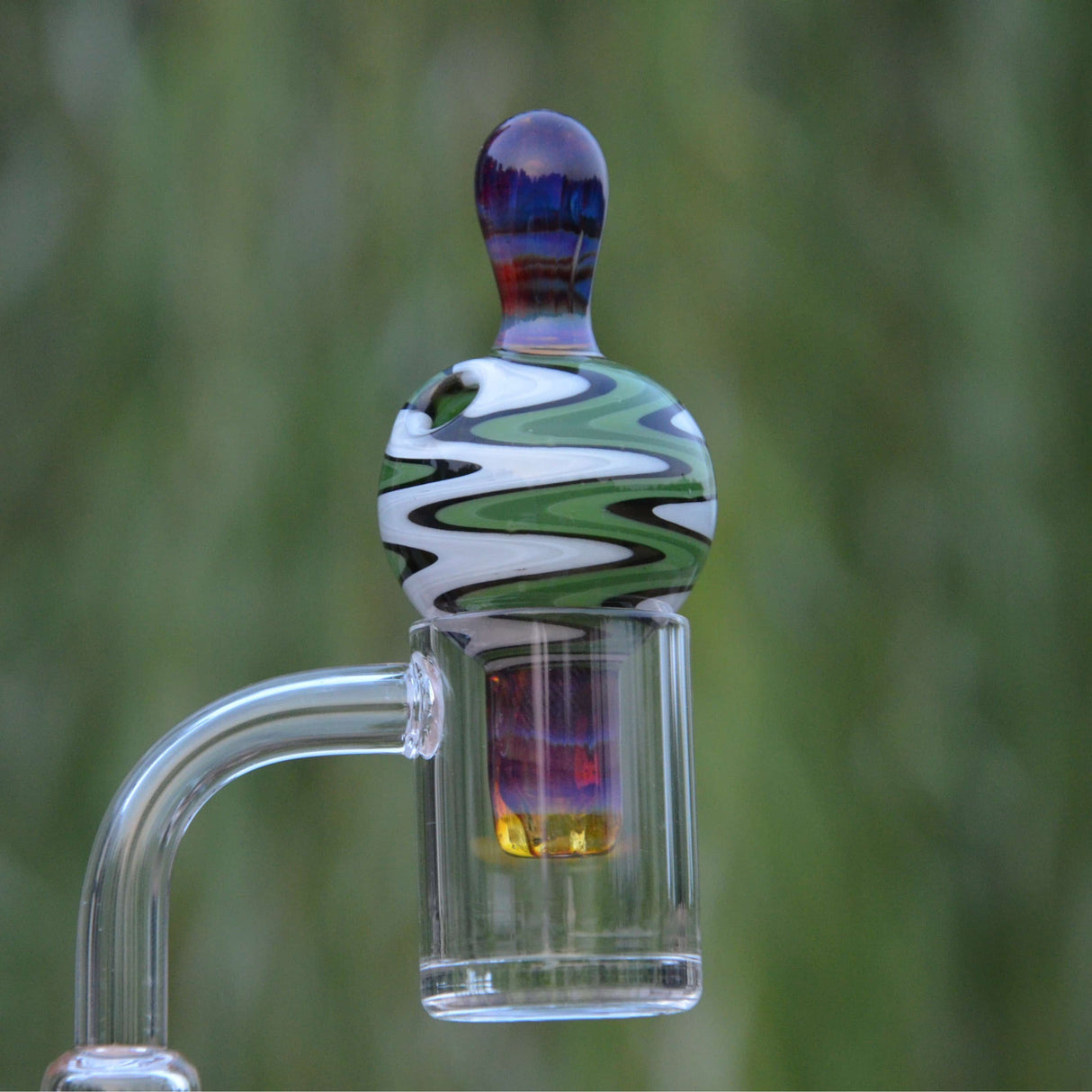 Calibear Wigwag Bubble Carb Cap, high-quality borosilicate, intricate design, side view