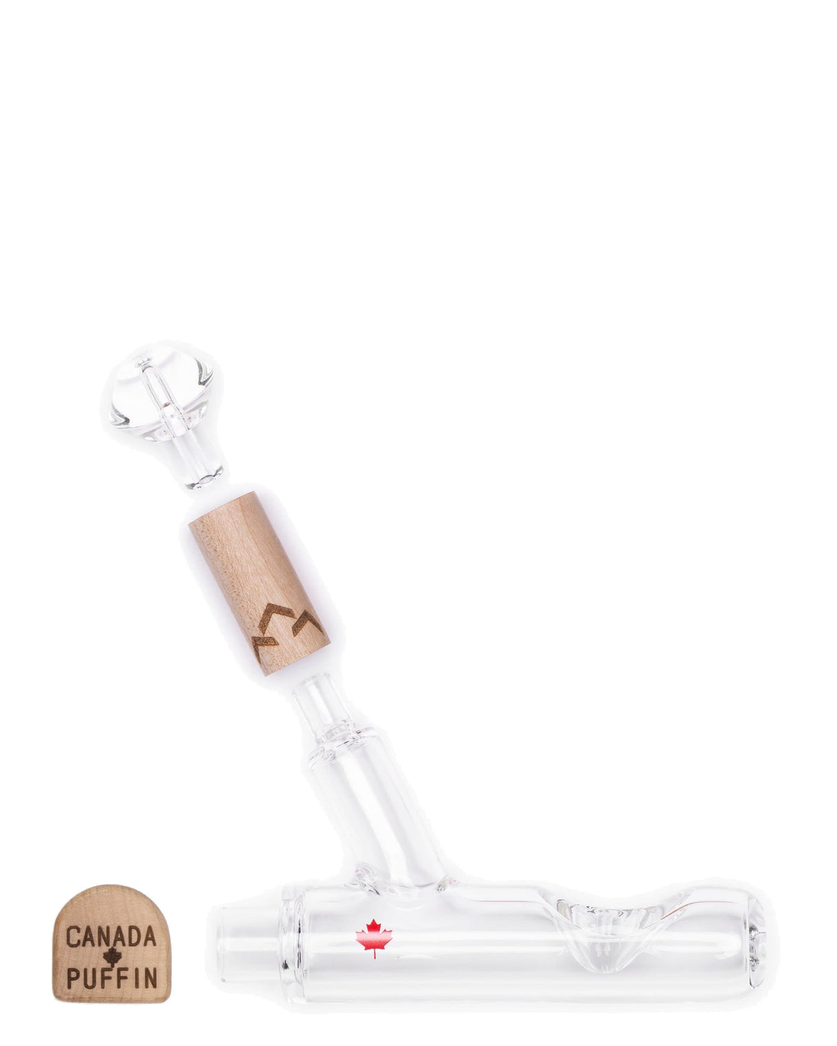 Canada Puffin Chalet Steamroller - Compact Borosilicate Glass & Wood Pipe for Dry Herbs