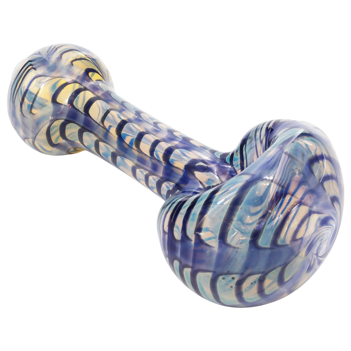 LA Pipes Candy Swirl Glass Spoon Pipe, Compact Design, Color Changing, Side View