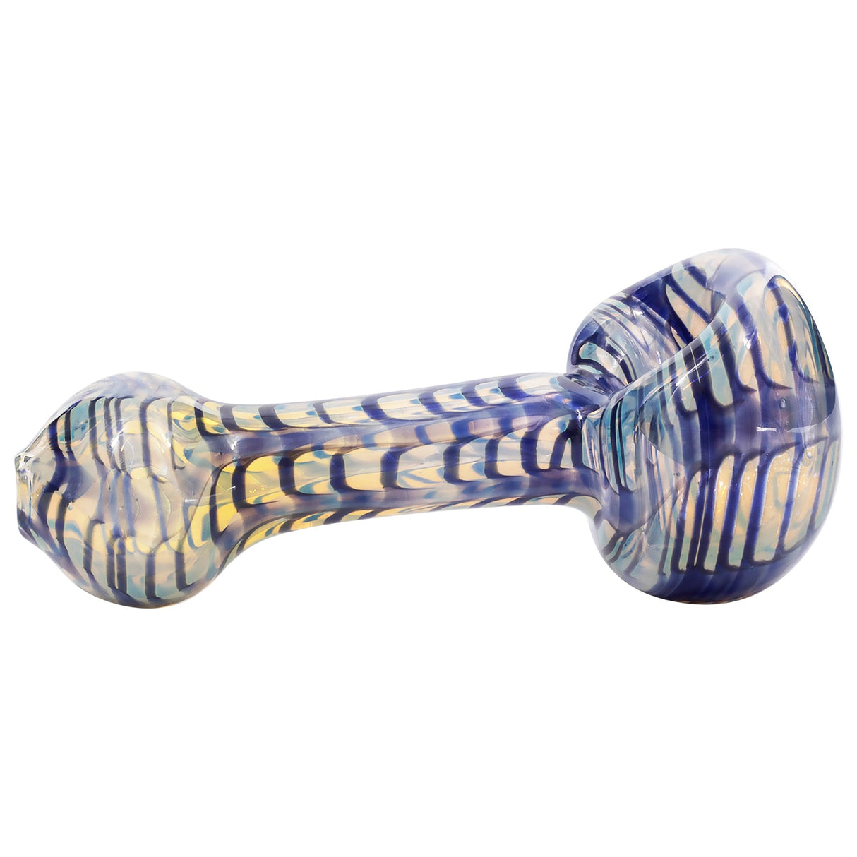 LA Pipes Candy Swirl Glass Spoon Pipe with Fumed Color Changing Design, Side View