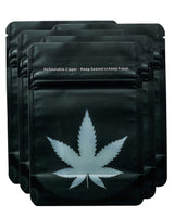 Valiant Distribution Cannabis Leaf Smell Proof Bags, 5 Pack, Portable Black Plastic