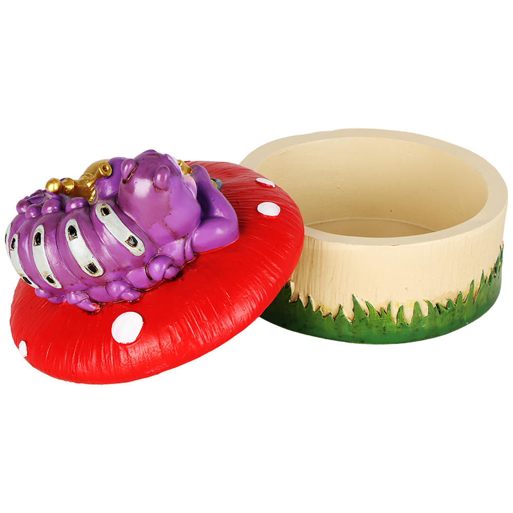 Caterpillar Mushroom Polyresin Trinket Box | 3.5"x4.5"