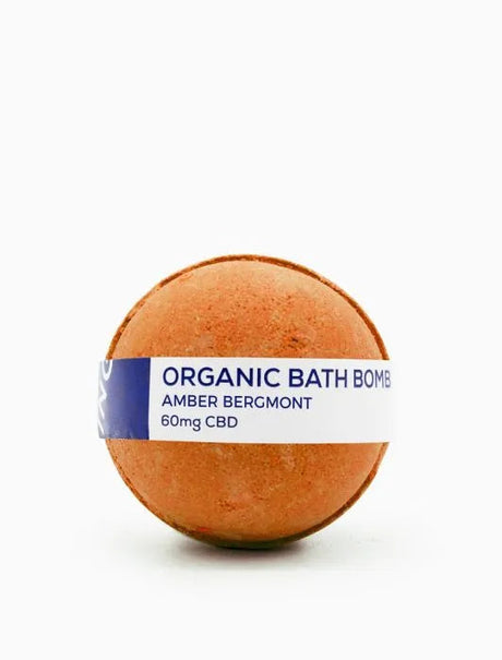 CBD Living Organic Bath Bomb Amber Bergmont variant with 60mg CBD, front view on white background