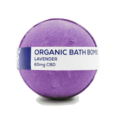 CBD Living Lavender Organic Bath Bomb with 60mg CBD, front view on white background