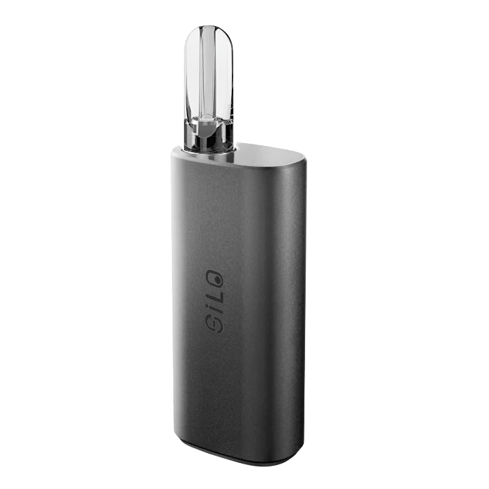 CCELL Silo Auto Draw Cartridge Vaporizer 500mAh in Gray, front view on a seamless white background