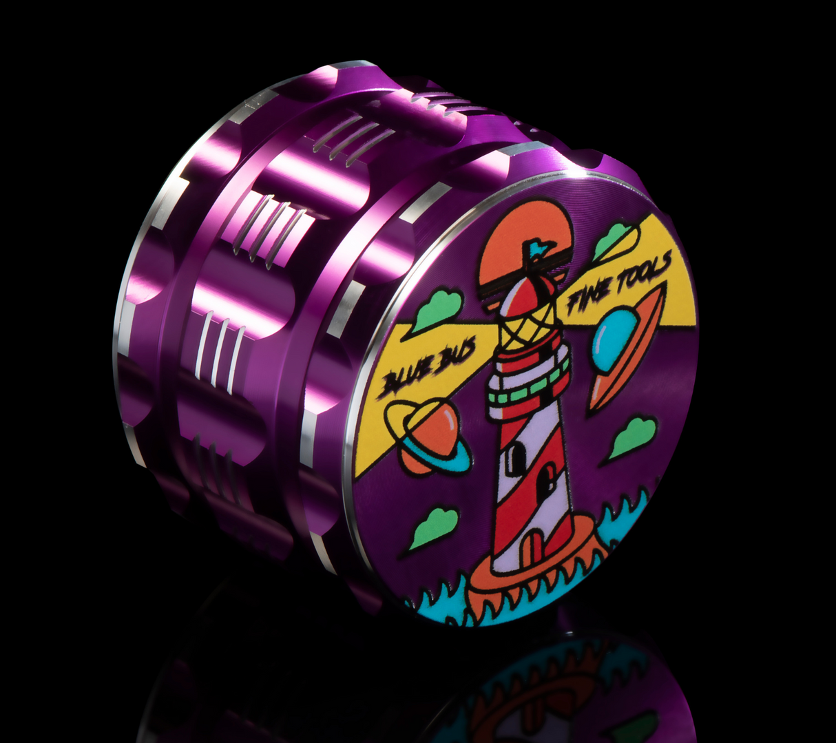 BLUEBUSFINETOOLS Ceramic Grinder GAC 2.5" - Purple with Lighthouse Design