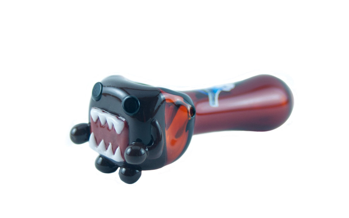 Chameleon Glass Domo Hand Pipe in Amber, Borosilicate Glass, Front View on White Background