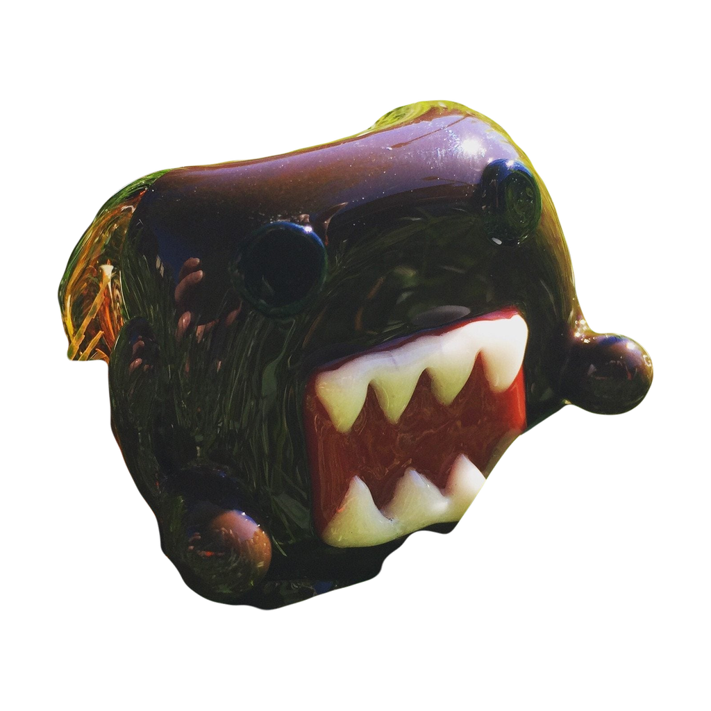 Chameleon Glass Domo Hand Pipe in Amber, Borosilicate Glass, Outdoor Grass Background