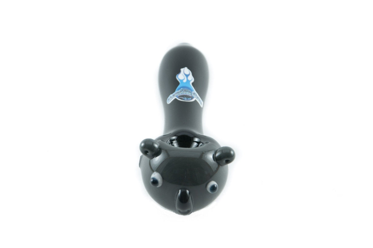 Chameleon Glass Koala Bear Hand Pipe, Heavy Wall Thick Glass, Front View