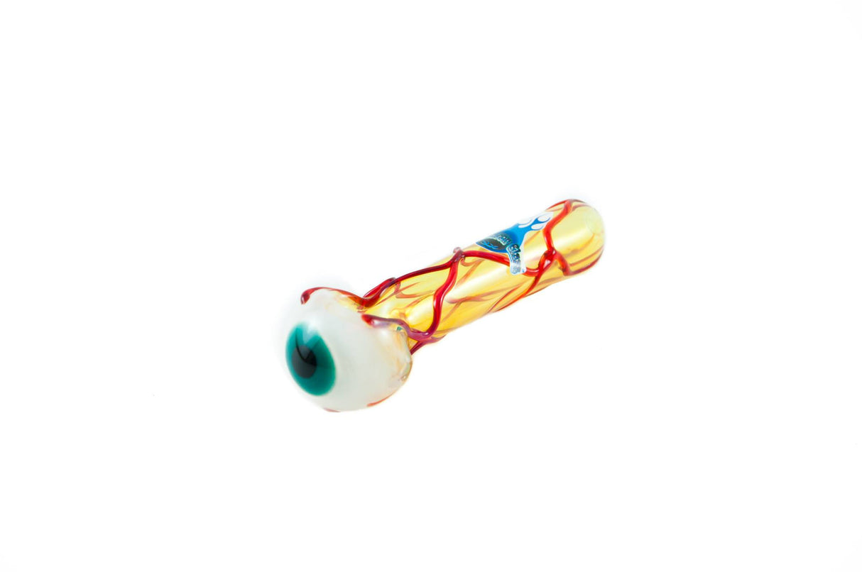Chameleon Glass Eyeball Pipe, Glow in the Dark, Heavy Wall Side View